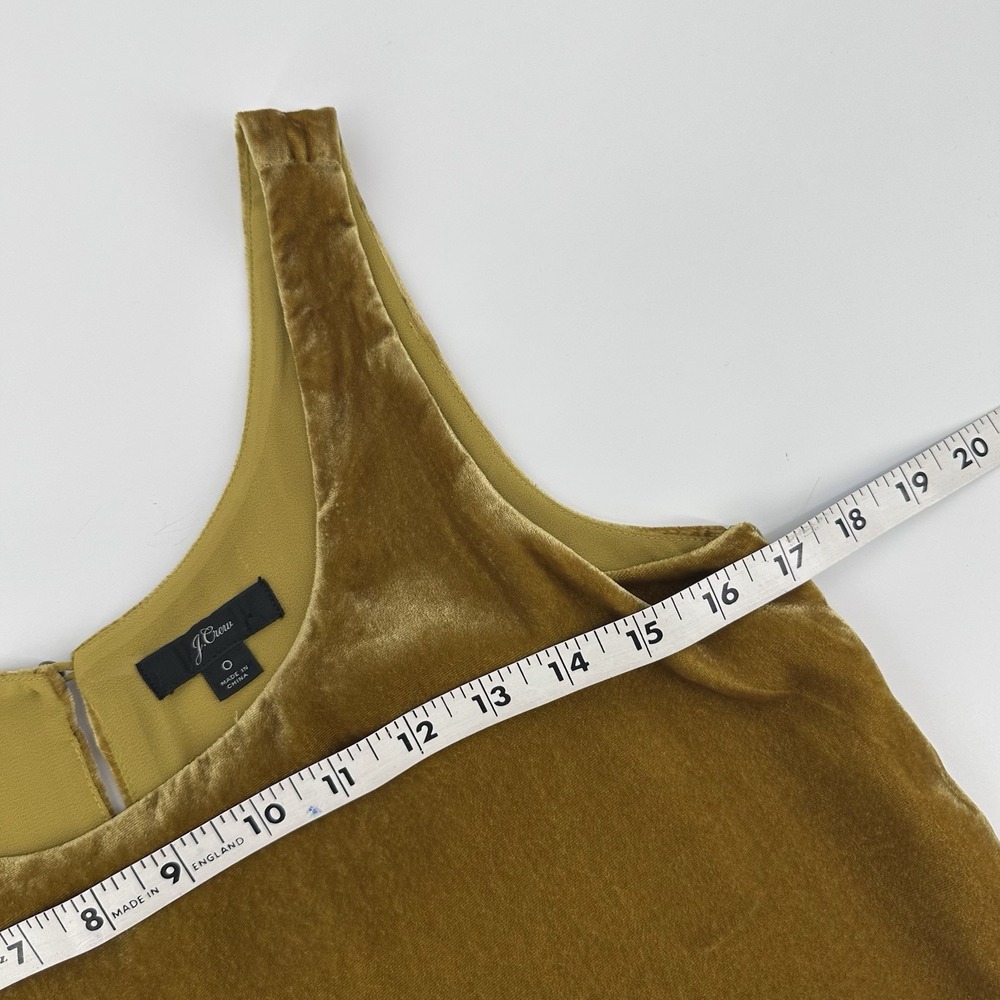 J. Crew Velvet Tank Top Women's Size 0 Gold Sleeveless Evening Business - Picture 10 of 11